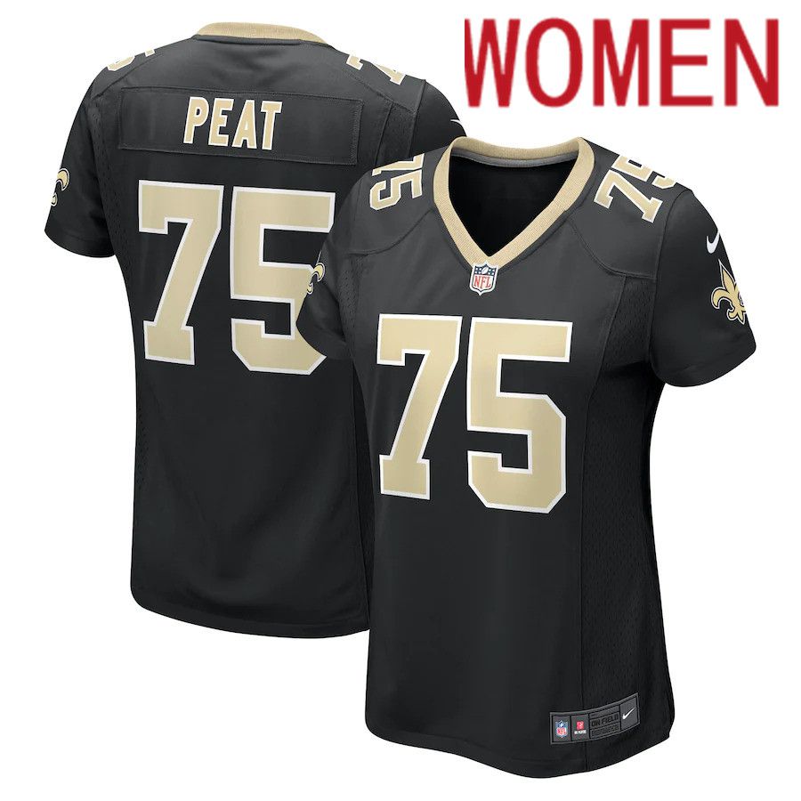 Women New Orleans Saints #75 Andrus Peat Nike Black Game NFL Jersey->women nfl jersey->Women Jersey